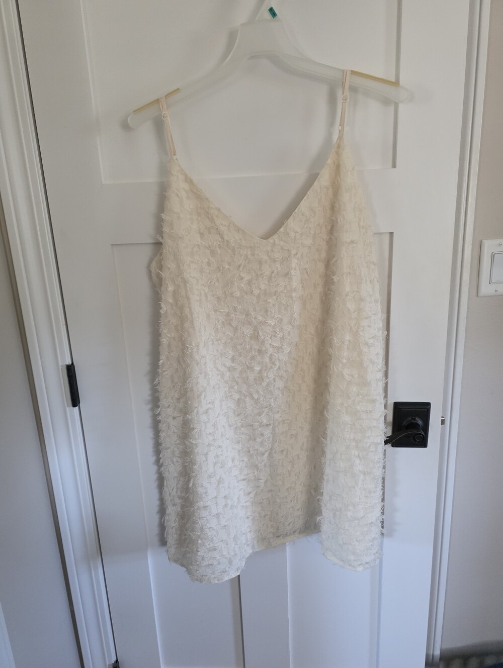 SHEIN Cream Feather Detail Cami Dress